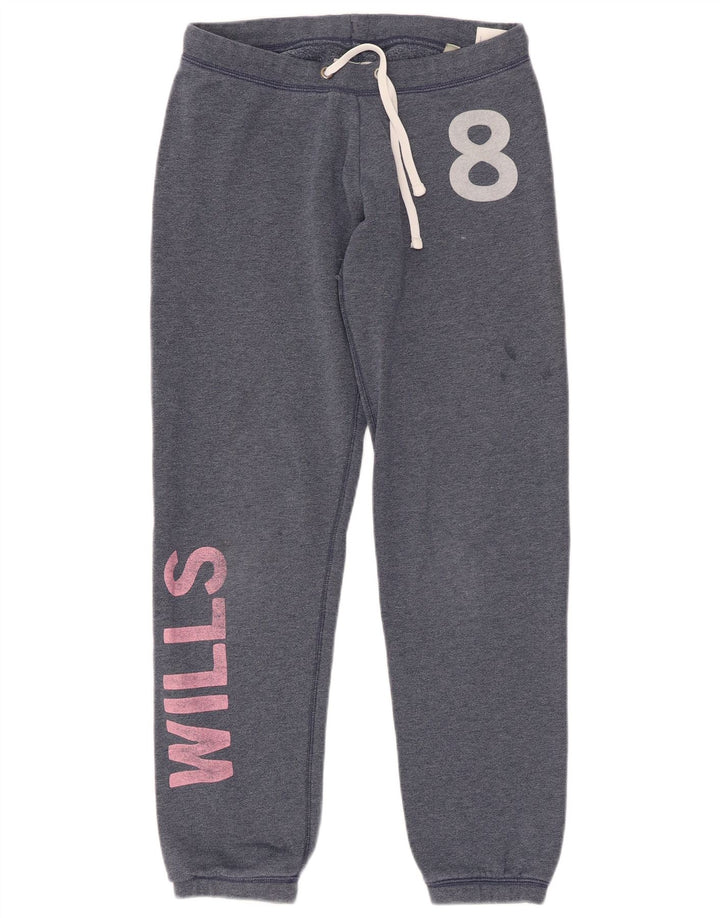 JACK WILLS Pantaloni de trening grafic pentru femei Pantaloni de jogging UK 8 Mic Bleumarin