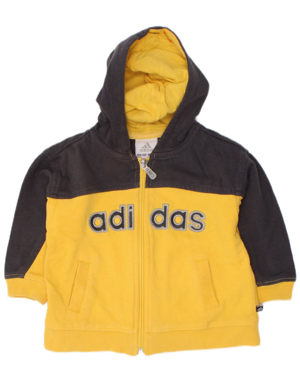 Adidas Baby Boys Graphic Zip Hoodie Pulover 9-12 luni Galben Colorblock