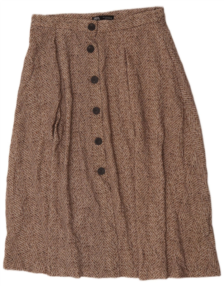 Fusta Midi pentru Damă Zara XL W32 Maro Chevron