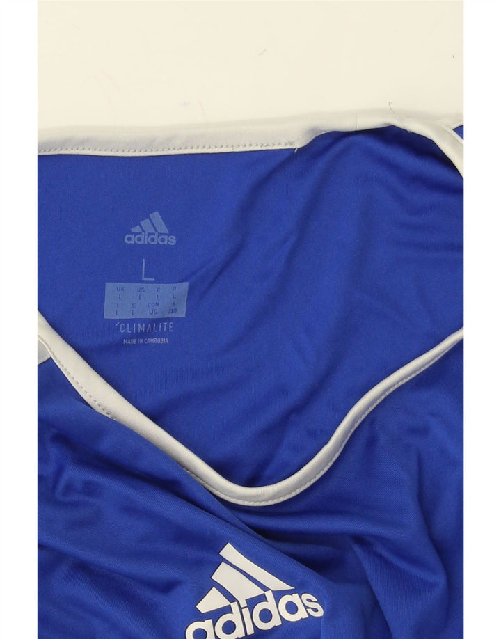 ADIDAS Mens Climalite T-Shirt Top Large Blue Colourblock Polyester Vintage Adidas and Second-Hand Adidas from Messina Hembry 