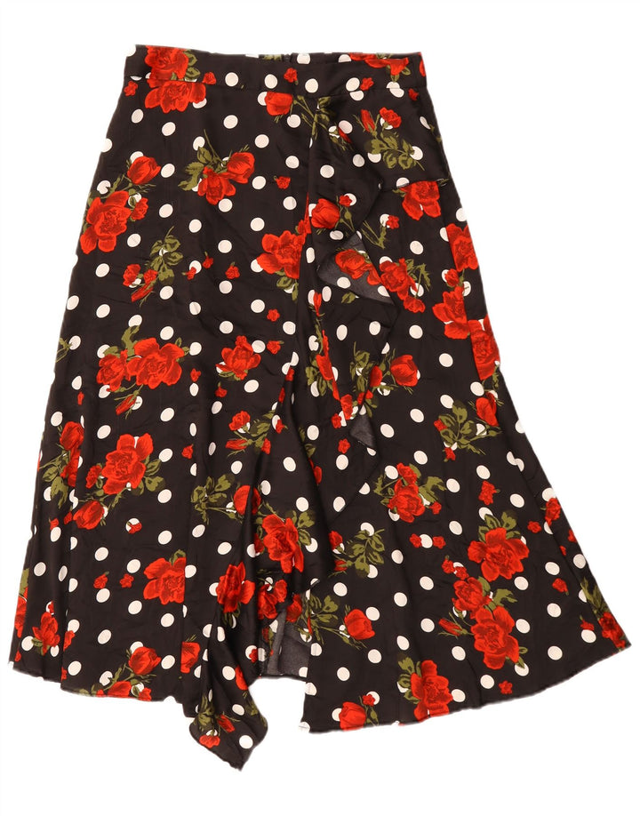 Fusta asimetrică A-Line pentru femei Zara Medium W30 Poliester floral negru
