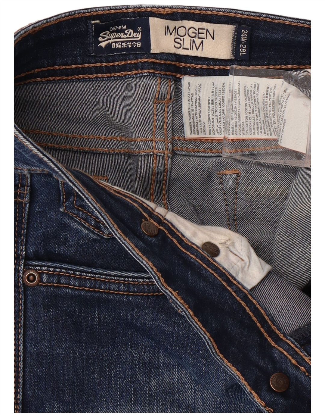 SUPERDRY Womens Imogen Slim Jeans W24 L28 Blue Viscose