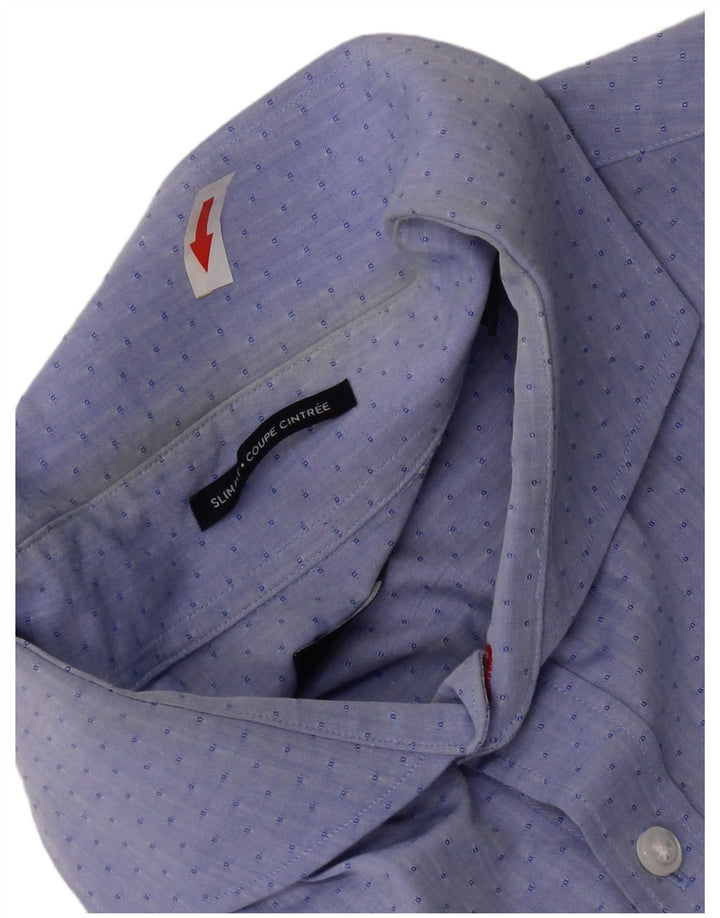Cămașă pentru bărbați Tommy Hilfiger Slim Fit Mărimea 16 Mare Albastru Geometric