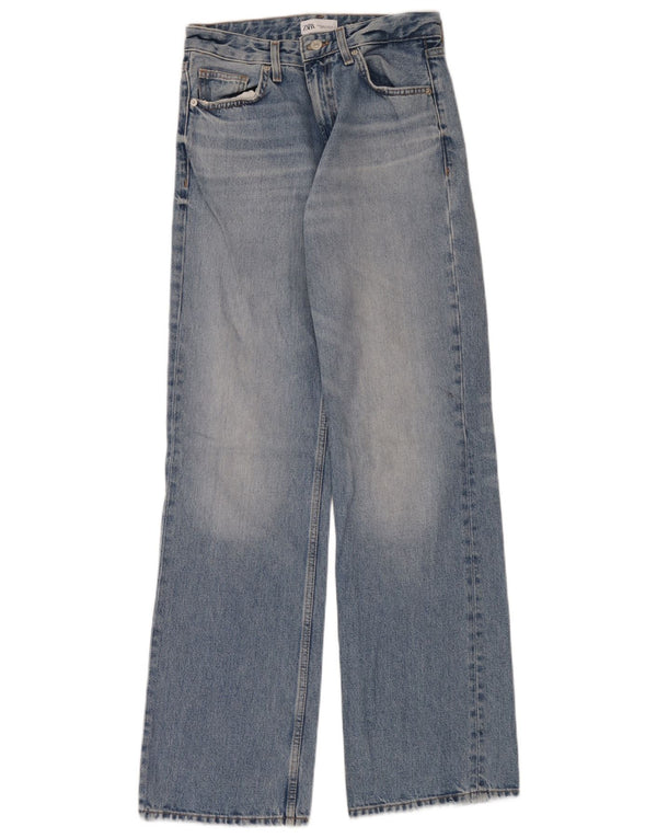 Blugi pentru femei Zara cu picioare late EU 38 Mici L28 L34 Bumbac albastru