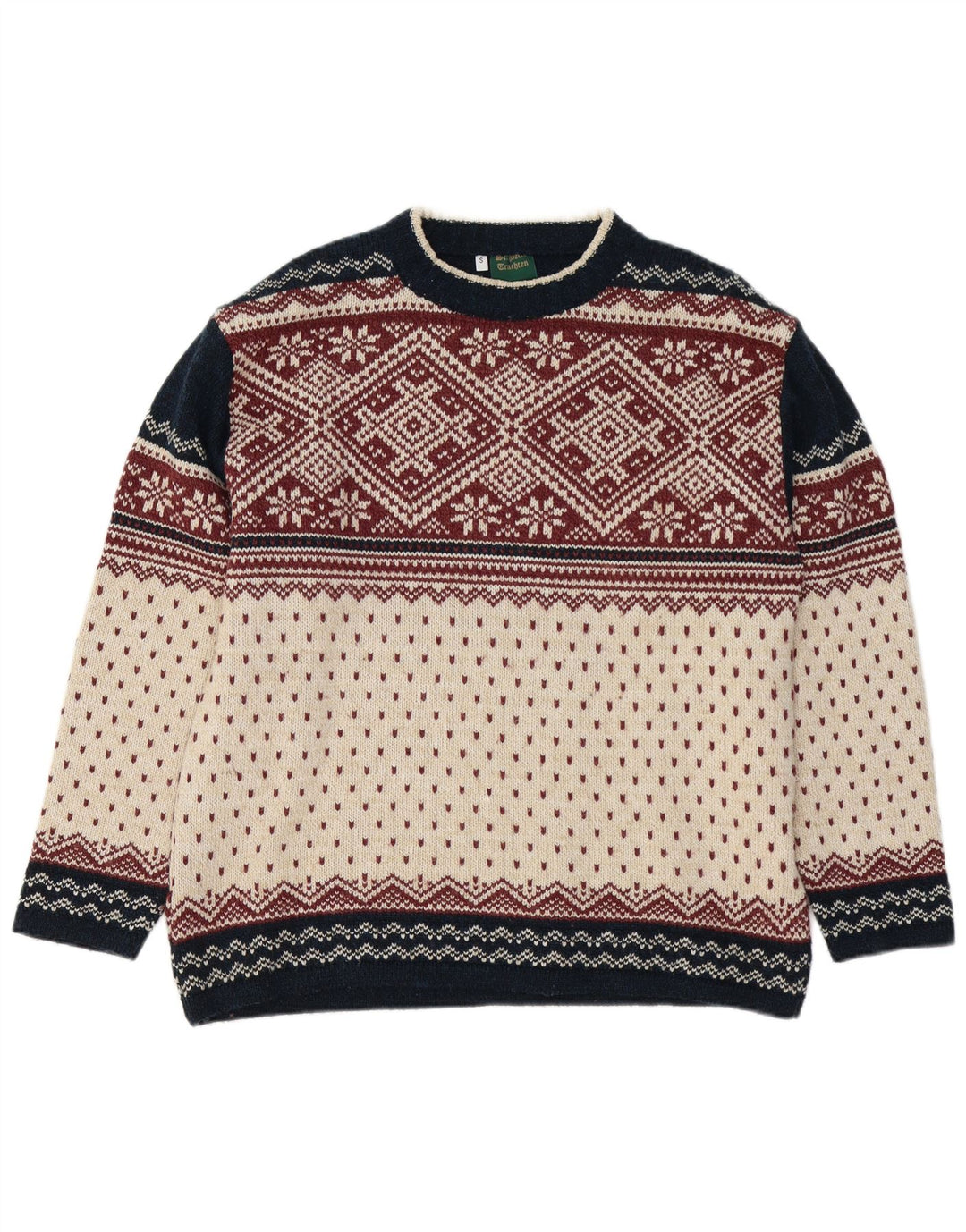 VINTAGE Pulover pentru bărbați cu gâtul turnat, mic, multicolor, Fair Isle