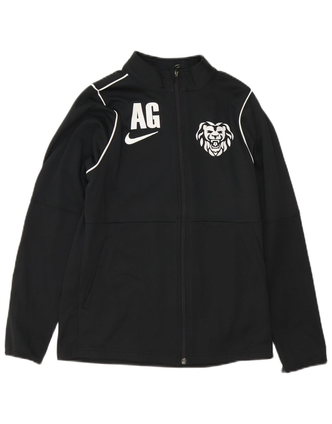 Jachetă de trening NIKE Dri Fit Graphic pentru băieți, 10-11 ani, neagră medie