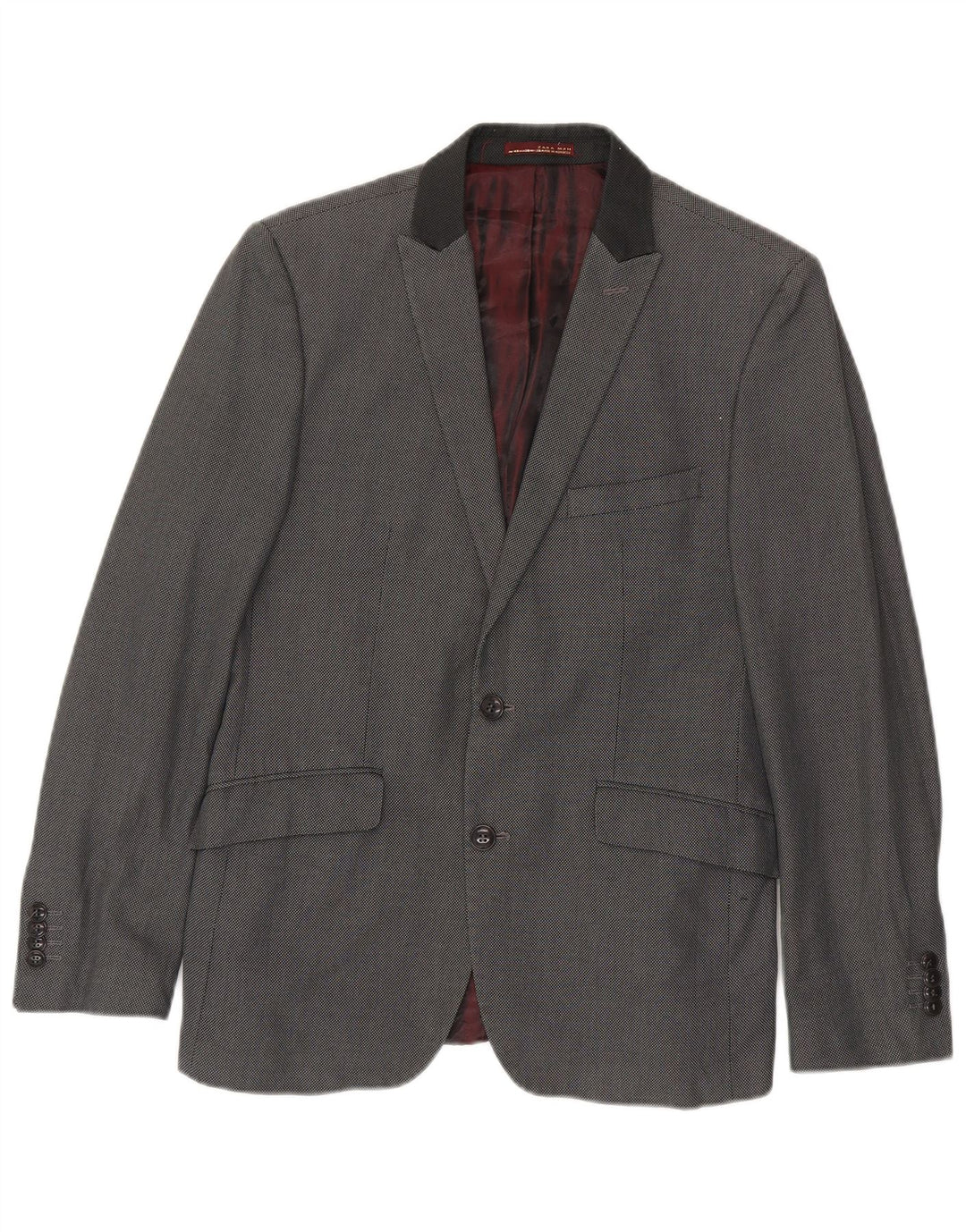 Blazer pentru bărbați Zara cu 2 nasturi EU 48 Bumbac Gri mediu
