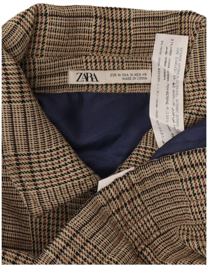 Jachetă Bomber pentru femei cu fermoar complet Zara UK 14 Medium Beige Check Poliester