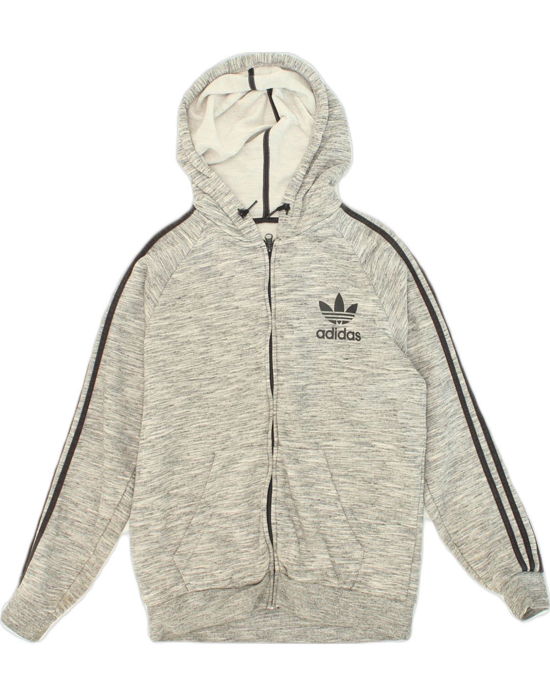 Pulover ADIDAS pentru bărbați, cu fermoar, bumbac, gri mediu