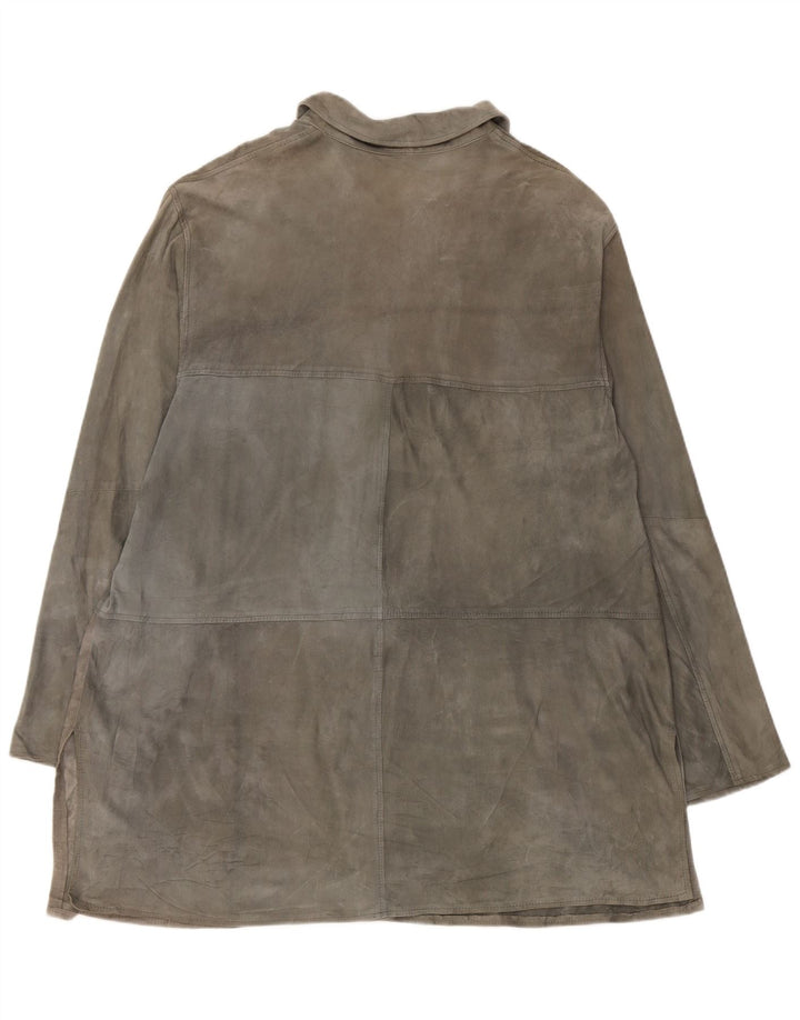 Jachetă vintage pentru femei de piele intoarsa UK 20 2XL din piele gri