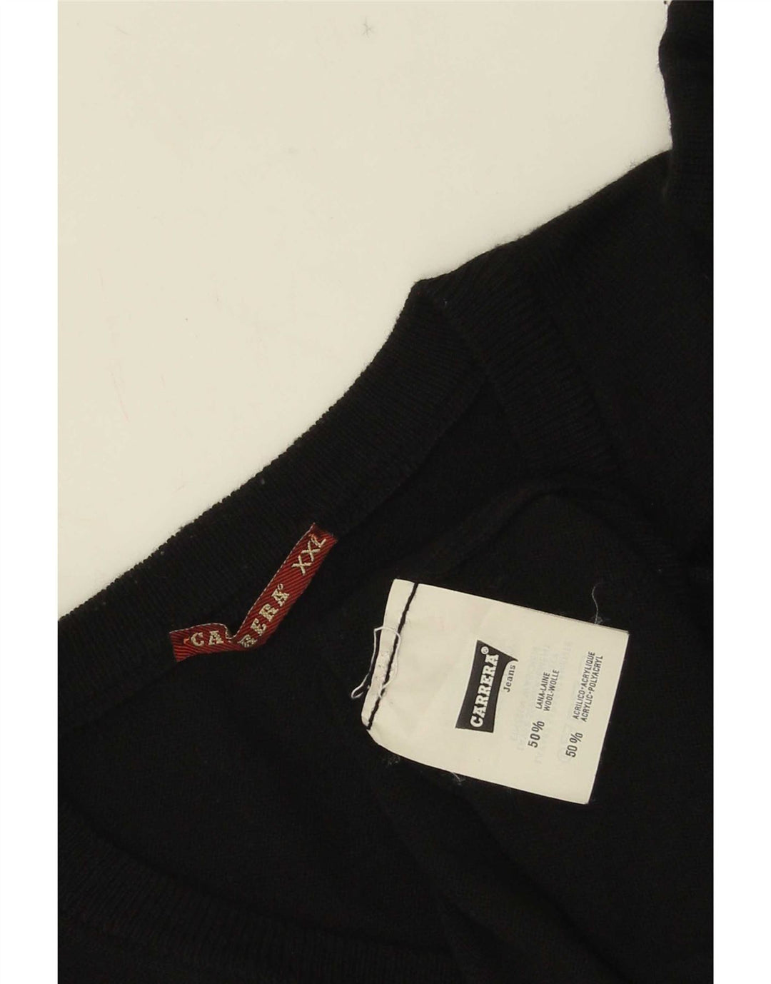 Pulover pentru bărbați Carrera cu decolteu în V, 2XL, lână neagră