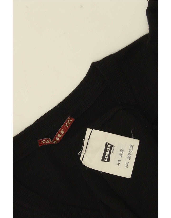 Pulover pentru bărbați Carrera cu decolteu în V, 2XL, lână neagră