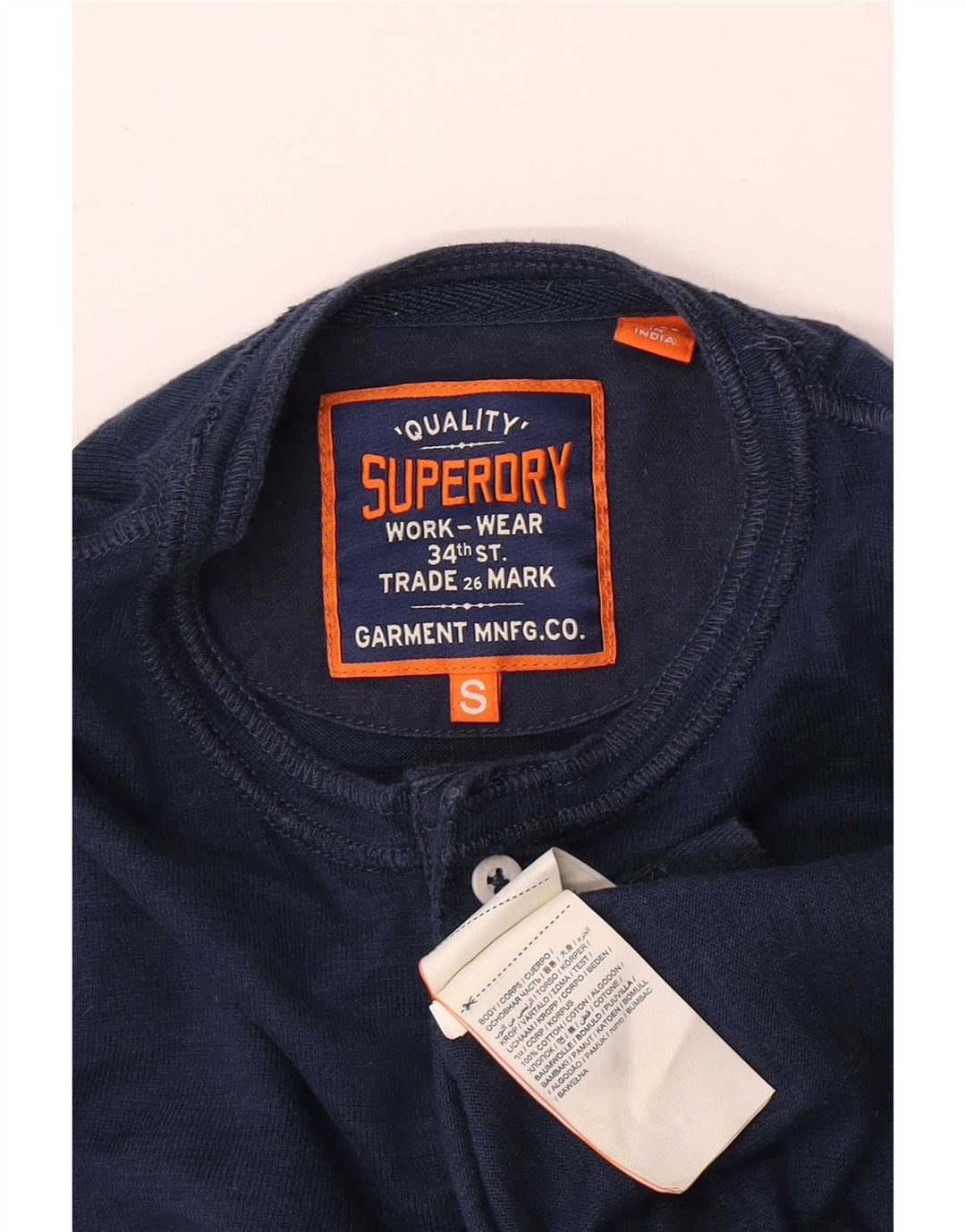 Top pentru bărbați Superdry cu mânecă lungă, mic, bleumarin, bumbac