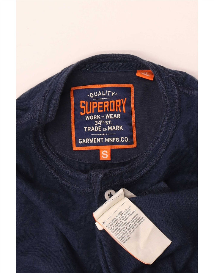 Top pentru bărbați Superdry cu mânecă lungă, mic, bleumarin, bumbac