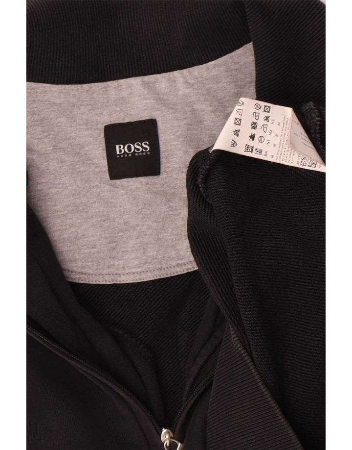 Hanorac pentru bărbați Hugo Boss, cu fermoar, cu gât, bumbac mediu negru