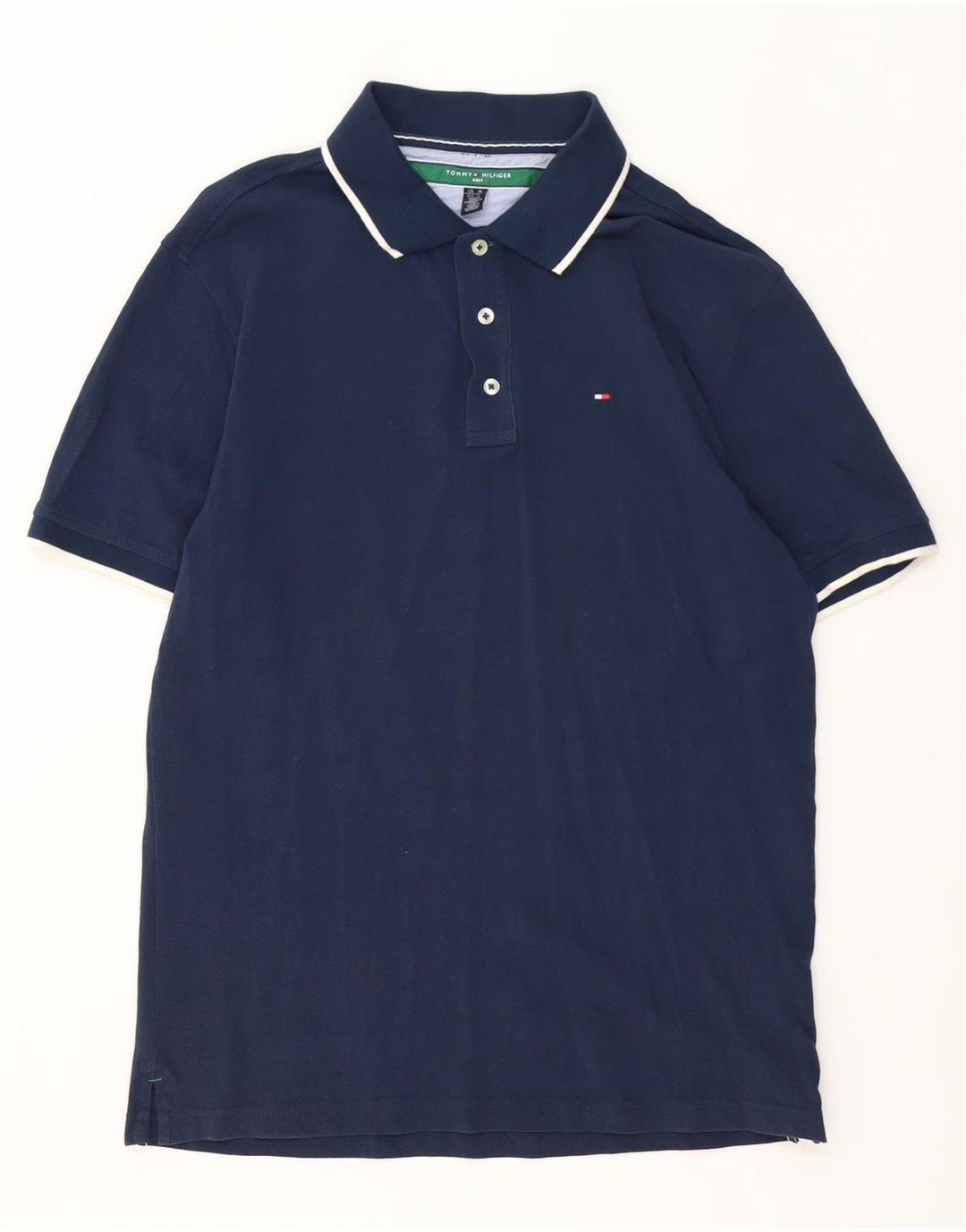 Cămașă polo Tommy Hilfiger pentru bărbați, bumbac cu dungi albastru bleumarin mediu