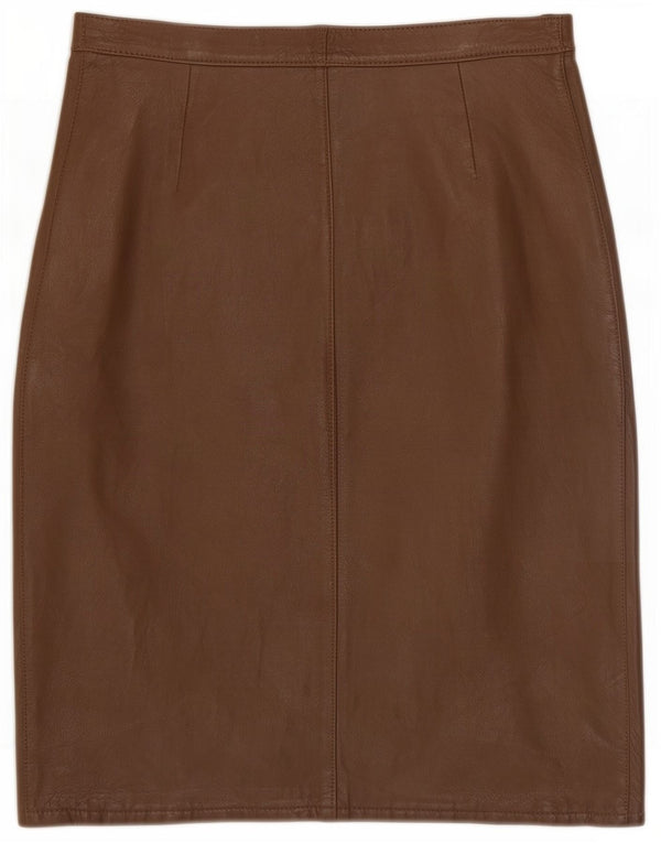 Fusta din piele vintage pentru femei cu talie înaltă IT 46 Large W28 Brown