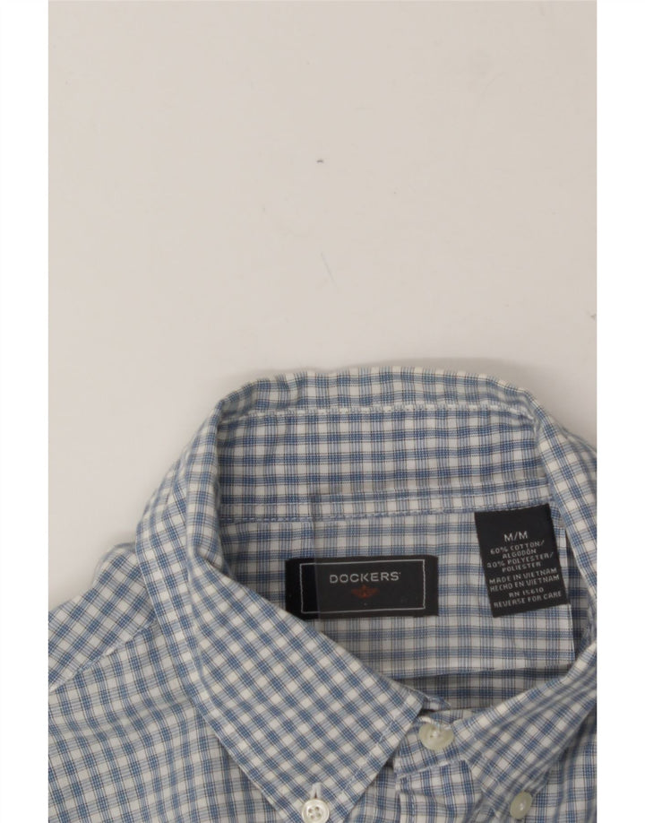 DOCKERS Mens Short Sleeve Shirt Medium Blue Check Cotton Vintage Dockers and Second-Hand Dockers from Messina Hembry 
