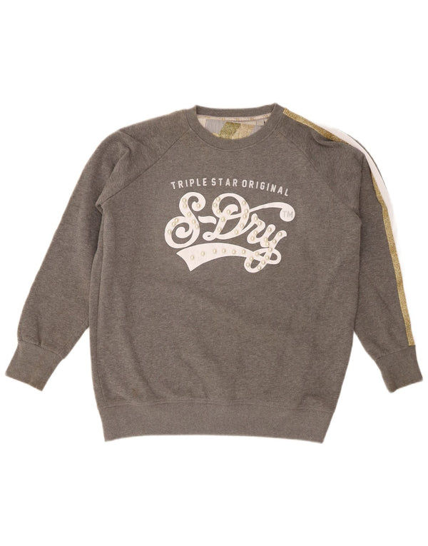 Pulover supradimensionat cu grafic Superdry pentru femei UK 6 XS, gri pete