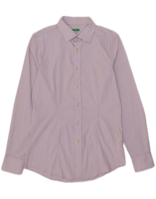 Cămașă Benetton pentru bărbați din bumbac violet mediu