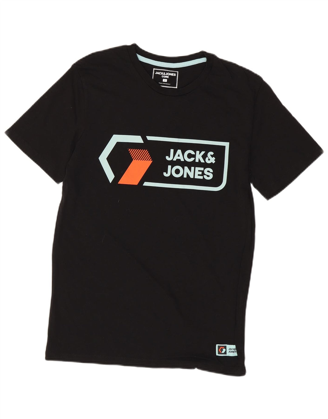 JACK & JONES Mens Graphic T-Shirt Top Small Black