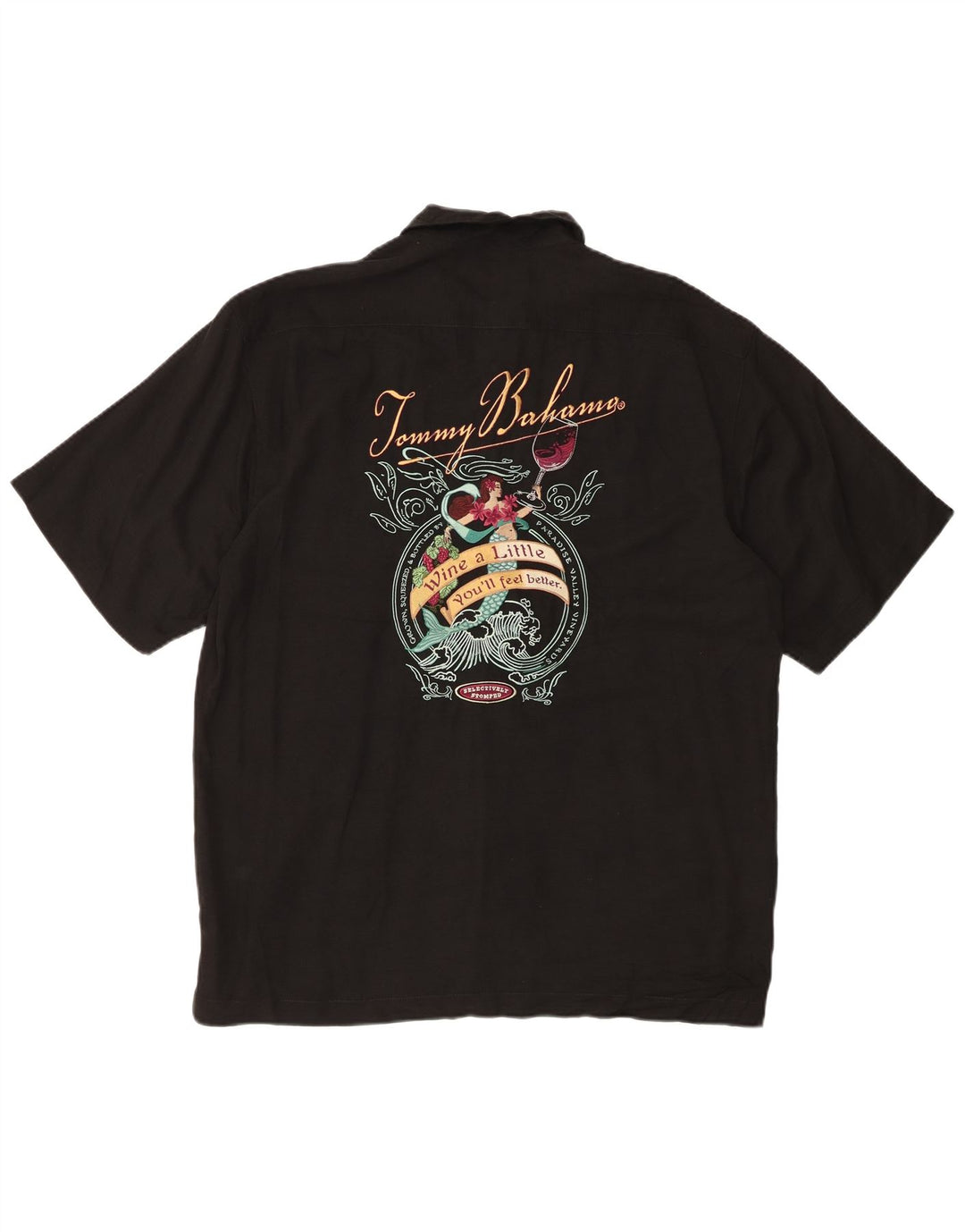 Cămașă cu mânecă scurtă pentru bărbați Tommy Bahama, mătase medie neagră