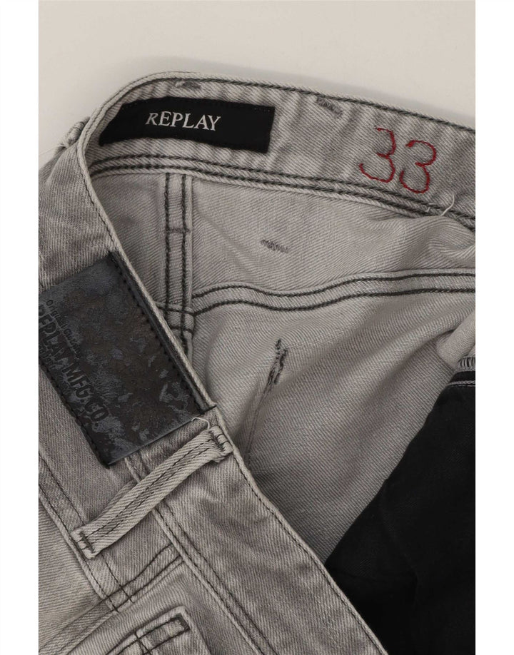 Replay blugi slim pentru bărbați distressed W33 L27 gri