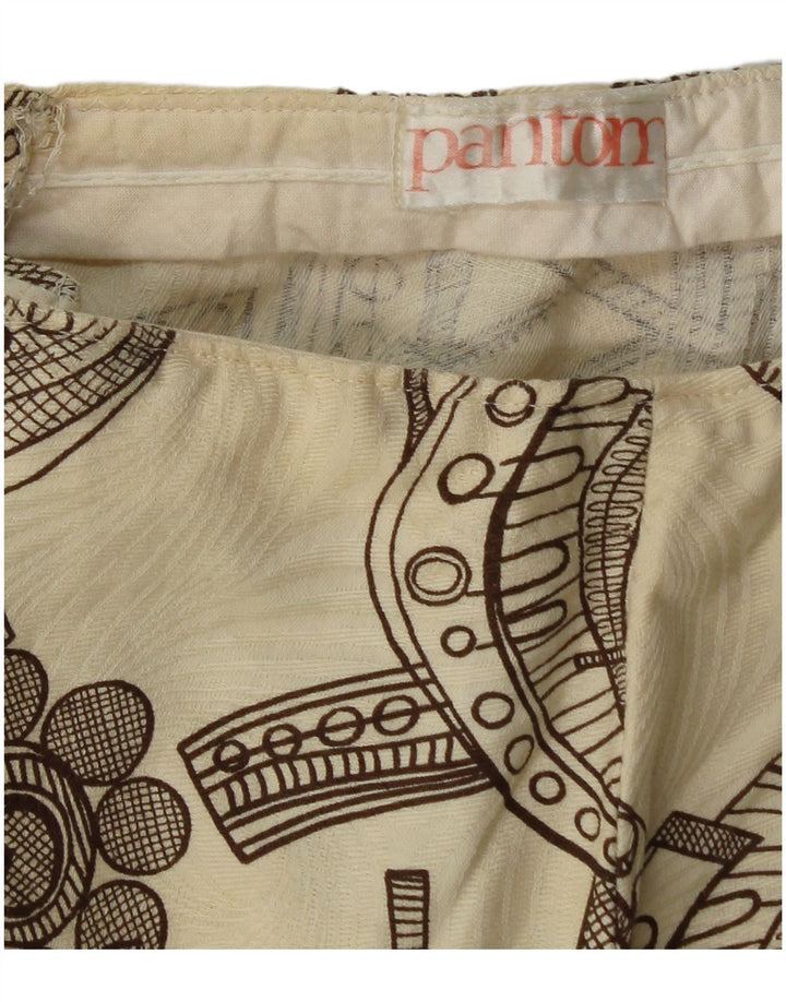 Pantaloni casual de damă vintage cu model abstract bootcut W26 L28 bej