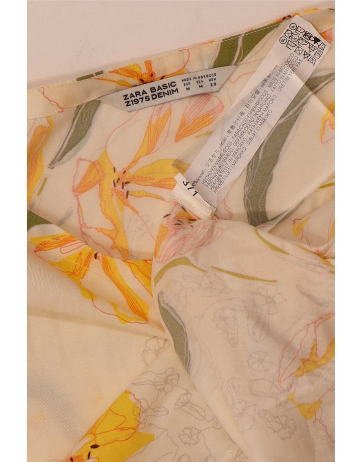 Bluză Crop Top Femei Zara UK 12 Medium Alb Floral Lyocell