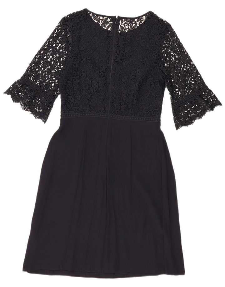 MONSOON Rochie A-Line pentru Femei cu mâneci 3/4 UK 10 Mic Bleumarin Floral