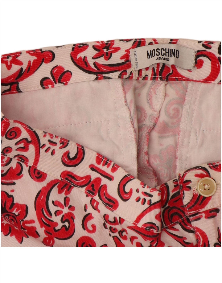 Pantaloni capri drepti pentru femei MOSCHINO UK 12 Medium W28 L21 Red Paisley