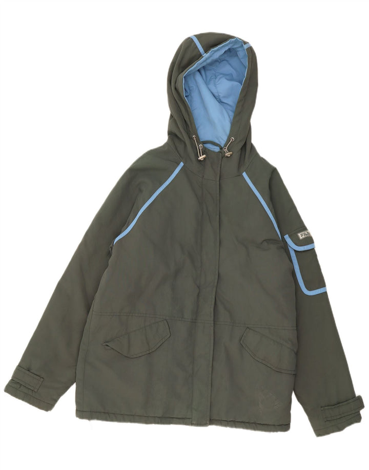 FILA Womens Hooded Windbreaker Jacket UK 14 Medium Grey Polyamide Vintage Fila and Second-Hand Fila from Messina Hembry 