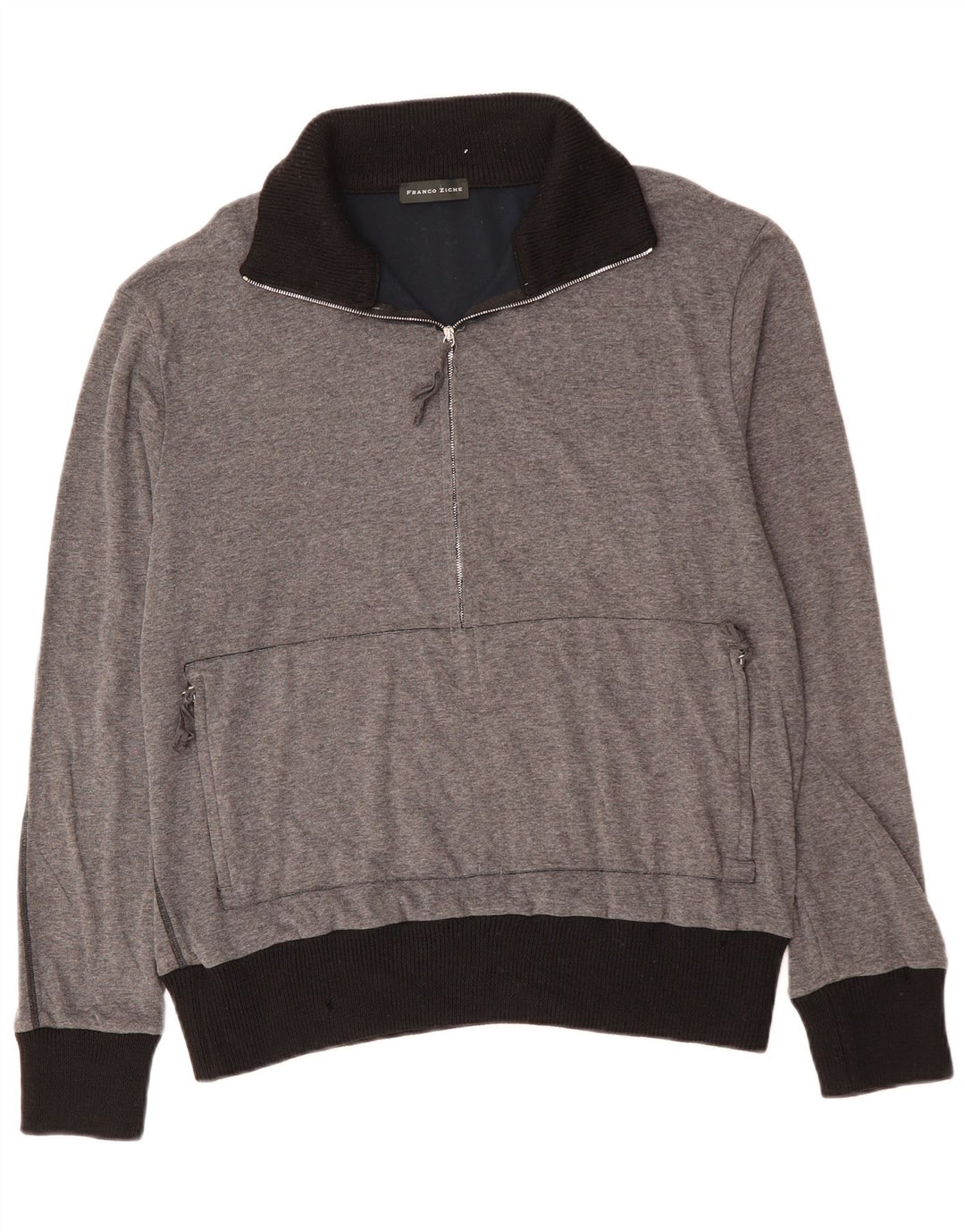 FRANCO ZICHE Hanorac pentru bărbați, cu fermoar, cu gât, mare, gri, bloc de culoare