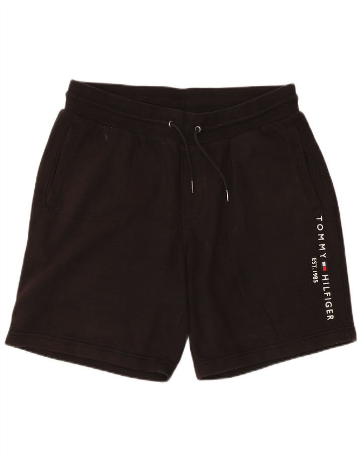 Pantaloni scurți sport grafic Tommy Hilfiger pentru bărbați, bumbac mediu negru