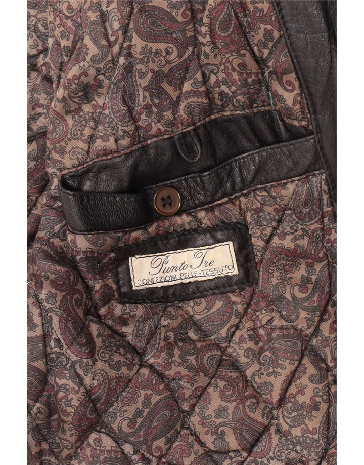 Jachetă de piele vintage pentru bărbați UK 36 Piele neagră mică