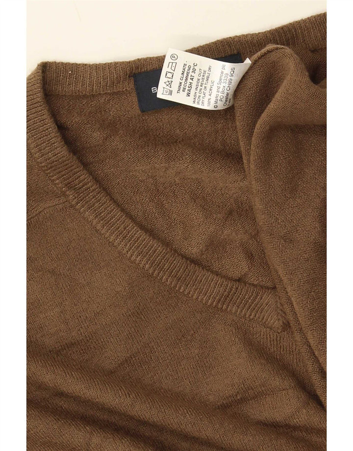 Pulover cu decolteu în V Blue Harbour pentru bărbați Marks & Spencer, maro mediu
