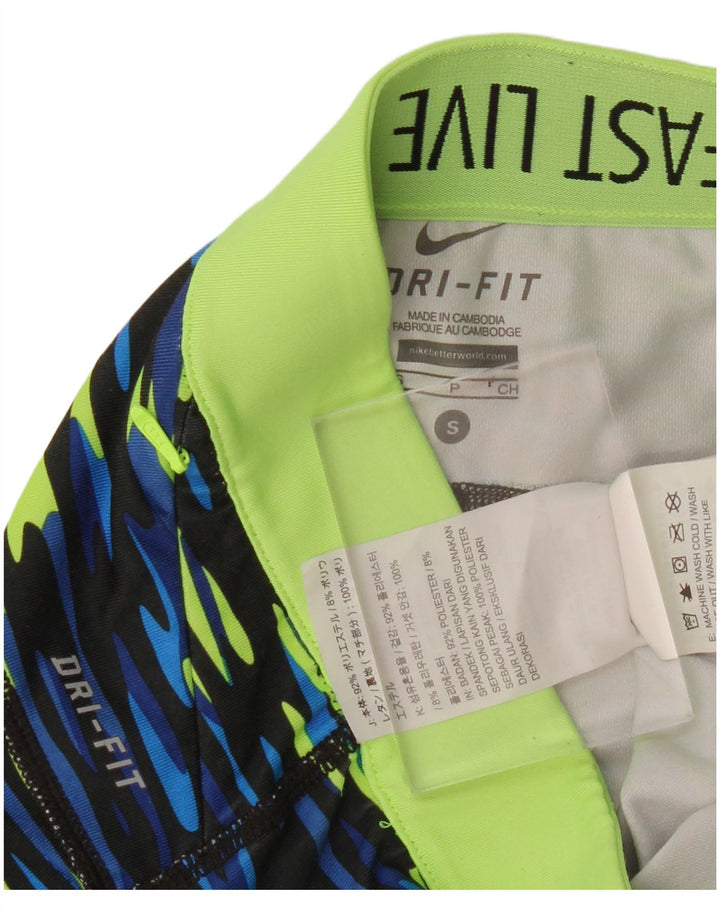 Leggings capri Nike Dri Fit pentru femei UK 10 Small Blue Camuflage Poliester