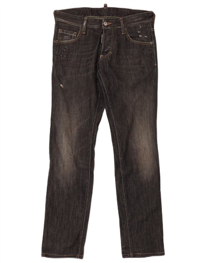 Dsquared2 Blugi Distressed drepte pentru bărbați IT 44 XS W32 L30 bumbac gri