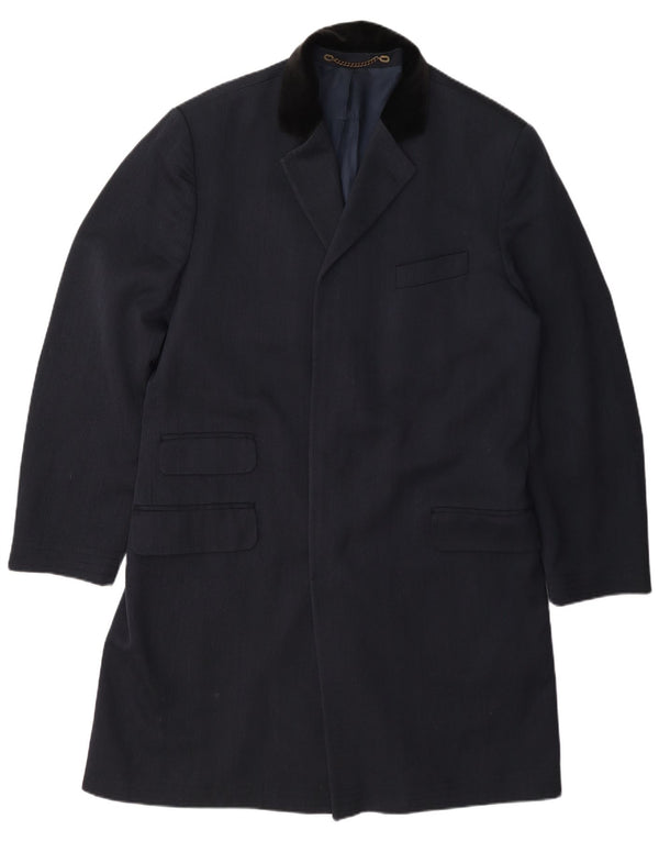 Pardesiu vintage pentru bărbați UK 42 XL Lână bleumarin