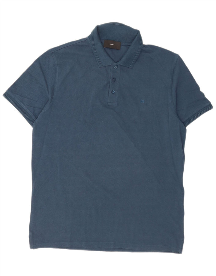 Tricou polo pentru bărbați Liu Jo, bumbac, albastru bleumarin mediu