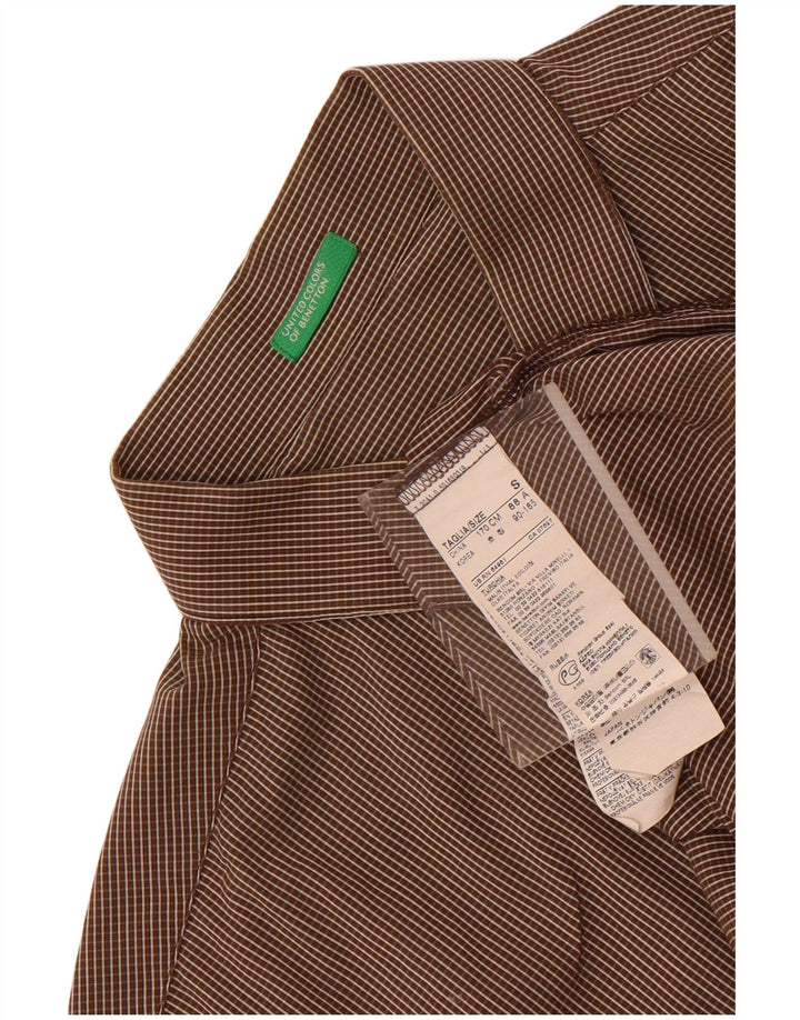 Cămașă Benetton Bărbați Mic Maro Check Bumbac