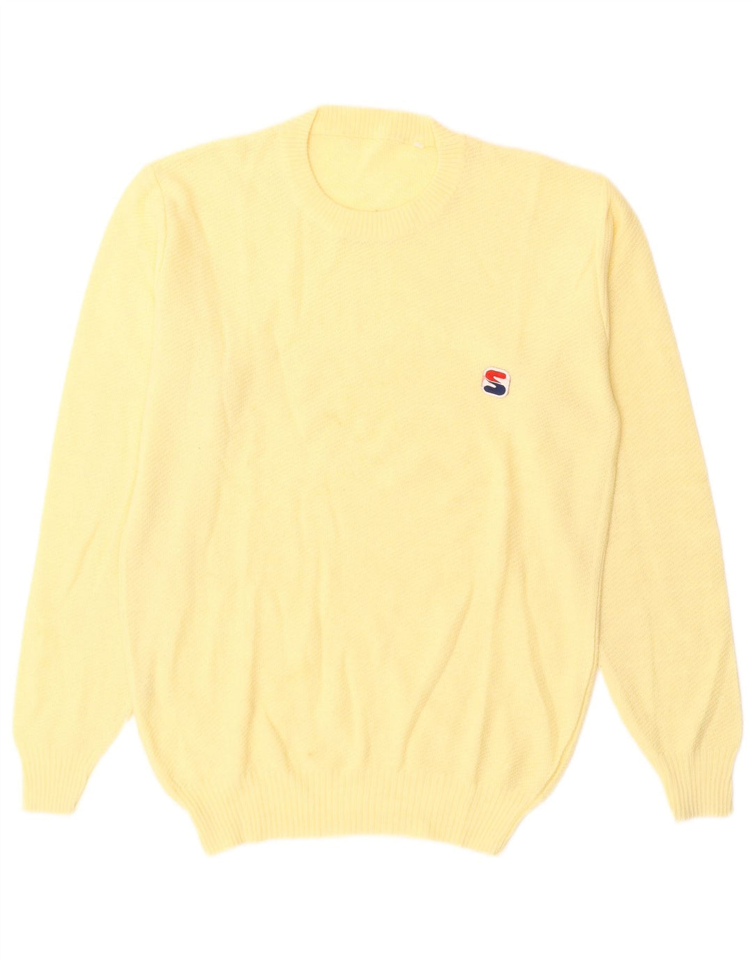 Pulover VINTAGE pentru femei cu decolteu triplu UK 14 Lână galbenă medie
