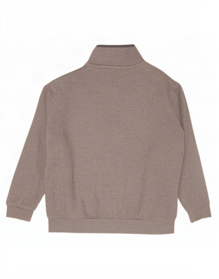 Crew Clothing Hanorac pentru bărbați, cu fermoar și gât, Jumper mare, gri, pete