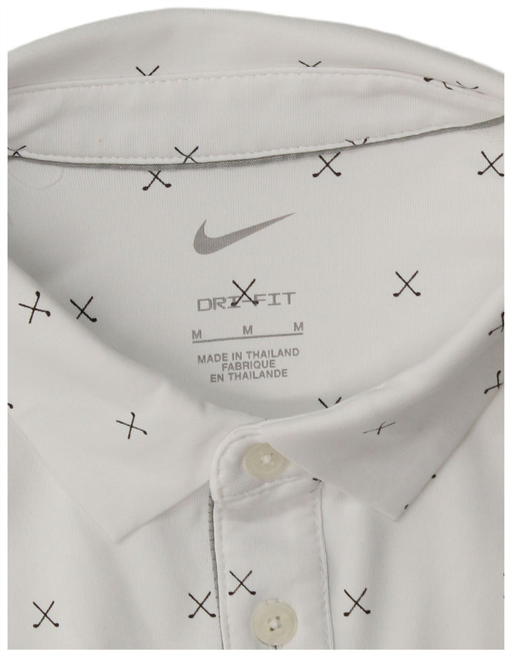 Tricou polo Nike pentru bărbați Dri Fit Poliester geometric alb mediu
