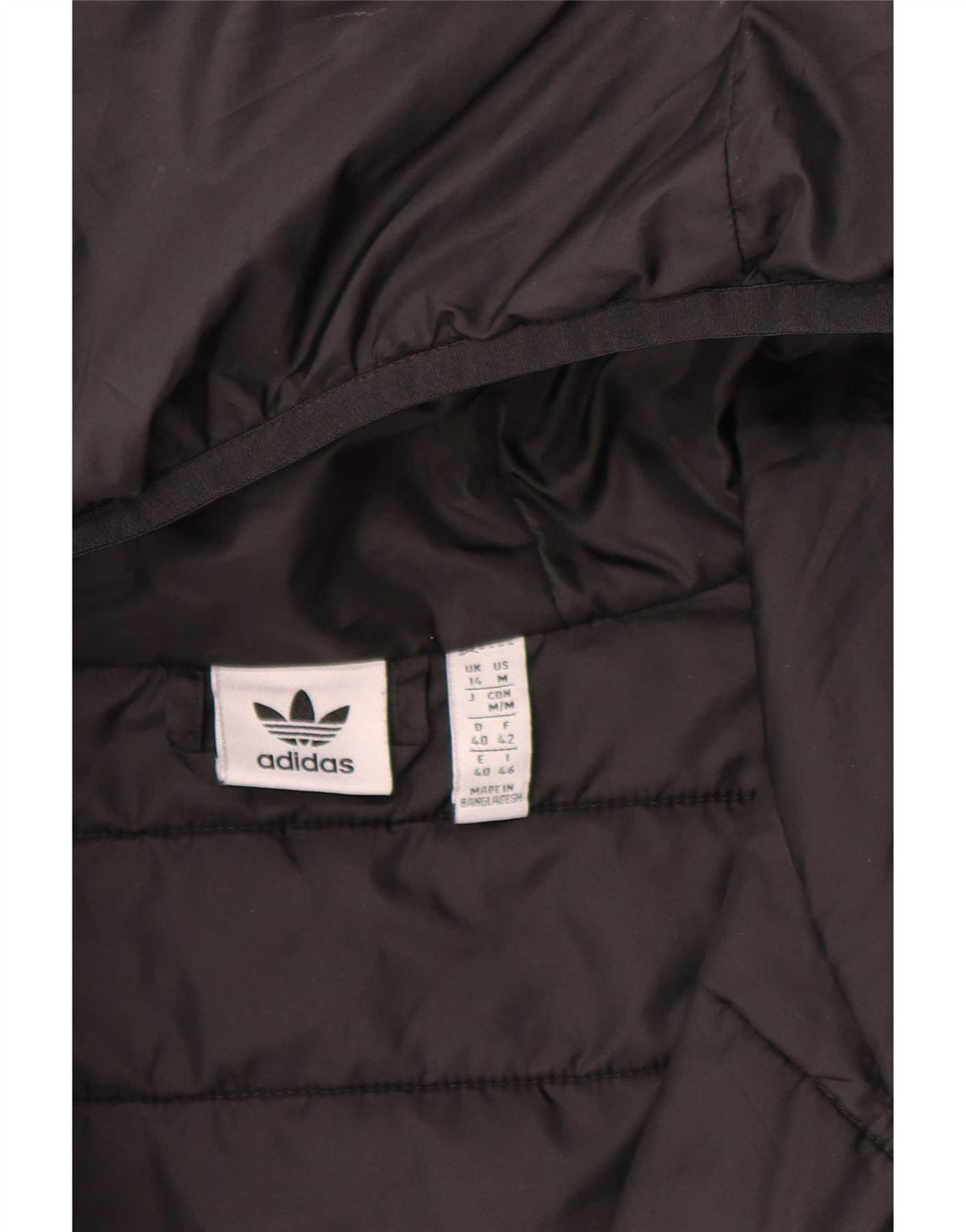 Jachetă căptușită cu glugă Adidas pentru femei UK 14 Poliester negru mare