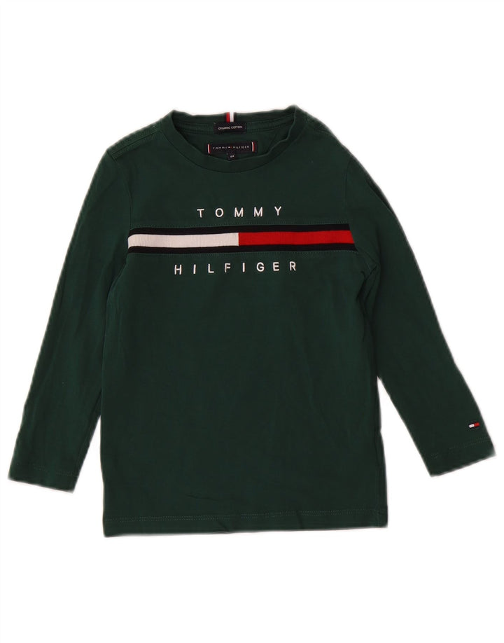 TOMMY HILFIGER Top grafic pentru baieti cu maneca lunga 3-4 ani bumbac verde