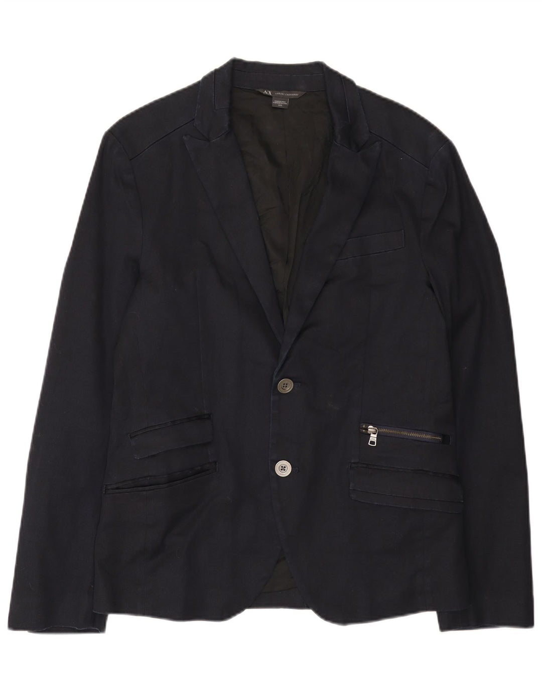 Jachetă Blazer pentru bărbați Armani Exchange cu 2 nasturi UK 38 Bumbac mediu albastru bleumarin