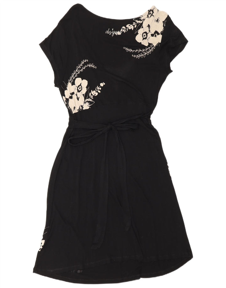Rochie de bază Desigual pentru femei UK 16, mare, neagră, florală, viscoză