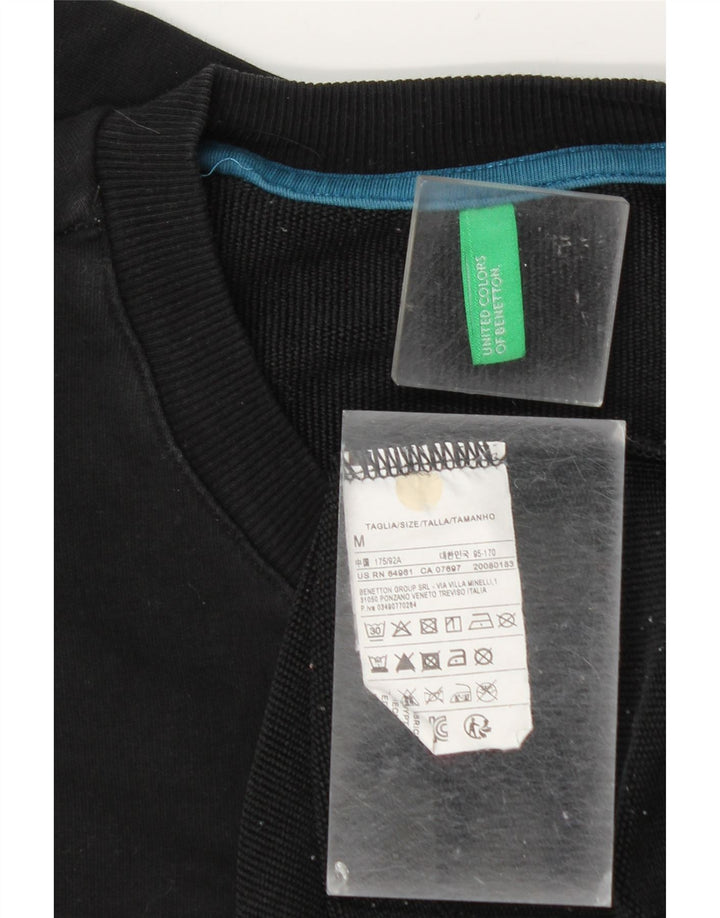 Pulover grafic Benetton pentru bărbați, bumbac mediu negru