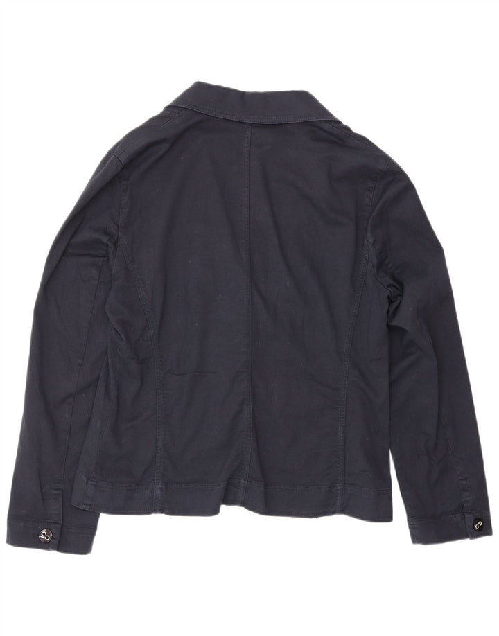 Jachetă blazer pentru femei Perte by Krizia UK 14 mare, albastru bleumarin, bumbac